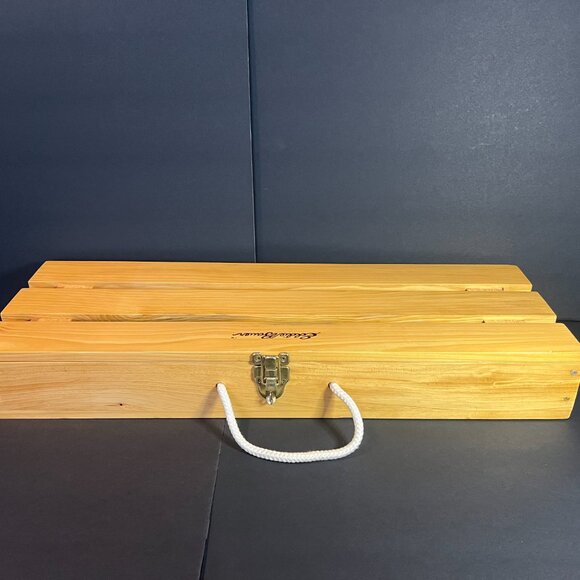 Eddie Bauer Limited Edition Wooden Hinged Crate Case w/ Rope Handle 25.5 x 8.75" - Picture 6 of 8